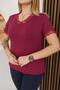 Plus Size V-Neck Lace Detail Blouse - 2