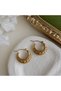 Antique Gold Color Embossed Heart Pattern Vintage Steel Earrings - 3