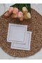 Square White Gold Embroidered Linen Cocktail Napkins Set of 6 - Coffee Side Presentation Napkins - 13X13Cm - 5