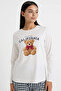 G2169Axnv241 Navy Blue Pajama Set Regular Fit Teddy Bear Long Sleeve Top Checkered Long Bottom - 2