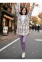 Women's Plaid Oversized Lumberjack Shirt Jacket - Lilac/Beige - 3