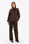 G8622Axbn192 Brown 100% Cotton Oversized Scarf Collar Poplin Shirt - 2