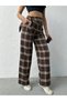 Women's Scottish Plaid Trousers with Scarf Detail and Tailored Fit - 3