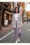 Women's Plaid Oversized Lumberjack Shirt Jacket - Lilac/Beige