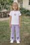 Girl's Lilac Corduroy Bow Detailed Spanish Flare Pants - 2