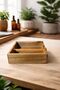 Natural Acacia Napkin Holder with Center Rod Decorative Desktop Napkin Holder Stylish 18X18 cm - 2