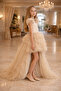 Short in the Front and Long in the Back, Evening Dress with Detachable Tail.
