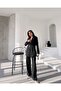 Midnight Power Single Button Oversize Blazer & Wide Leg Pants Women's Set - 5