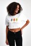 Women's Printed Crop T-Shirt 100% Cotton Short Sleeve White Summer Crop T-Shirt - 6