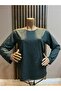 Women's Middle Age and Above Viscose Stoned Tailed Star Lycra Mother Combed Cotton Blouse