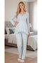New Season Blue Long Sleeve Elegant Lace Detailed Special Design Maternity Pajama Set - 7