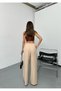 New Season Double Pleated Woven Fabric Buttoned Wide-Let Palazzo High Waist Pants - 4