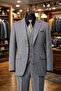 Premium Gray Suit – Men's Slim Fit with Vest, Blazer, Notched Lapel, Gold Buttons