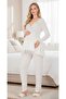 New Season Ecru Long Sleeve Elegant Lace Detailed Special Design Maternity Pajama Set - 5