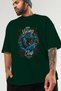 Jörmungandr Front Printed Green Oversize T-Shirt Men Women Cotton Crew Neck Tshirt - 3