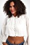 100% Cotton Crop Blouse Buttoned Balloon Sleeve Premium Cotton Blouse - 7
