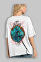 Loke Back Printed White Oversize T-Shirt Men Women Cotton Crew Neck T-Shirt - 3