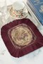Elegant Vintage Floral Fringed Presentation Placemat Tissue-Chic Nostalgic Burgundy Cream Presentation Napkin - 4