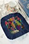 Exotic Parrot Fringed Presentation Napkin - Tropical Bohemian Navy Blue Red Coffee Side Presentation Napkin