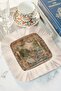 Baroque Elegant Fringed Coffee Side Presentation Napkin - Classic Garden Rustic Beige Green Coaster Napkin - 3