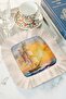 Oil Painting Ship Patterned Fringed Presentation Napkin - Mediterranean Yellow Blue Coaster Tissue - 8