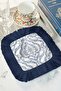 Luxurious Silk Textured Fringed Presentation Napkin - Palace-Inspired Classic Blue Bohemian Coffee Side Presentation Napkin - 7