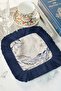 Luxurious Wave Motif Fringed Presentation Decoration Handkerchief - Elegant Fluid Blue Bohemian Cream Coffee Side Napkin - 4