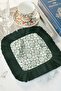 Elegant Tile Motif Fringed Presentation Napkin - Natural Texture Nordic Green Coaster Serving Tissue - 5