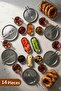14-Piece 6-Person Traditional Metal Breakfast and Presentation Set Round and Kayak Plate Set