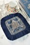 Luxurious Leopard Motif Fringed Presentation Napkin - Eastern-Inspired Blue Coaster Tissue with Animal Figures - 3