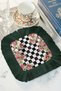 Luxurious Floral Black and White Fringed Presentation Napkin - Romantic Vintage Bohemian Green Coaster Tissue - 7