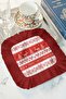 Nordic New Year's Festive Fringed Presentation Napkin - Winter Themed Rustic Red and White Coaster Napkin - 3