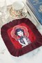 Vintage Women's Portrait Fringed Presentation Napkin - Modern Retro Burgundy Red Coffee Side Presentation Handkerchief - 6