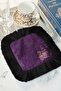 Luxurious Floral Fringed Presentation Napkin - Romantic Bohemian Purple Black Coaster Presentation Tissue - 6