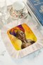 African-Inspired Fringed Presentation Napkin - Artistic Female Portrait Bohemian Yellow Purple Coaster Napkin