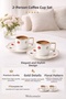 2 Person 4 Piece Porcelain Coffee Cup Set – Gold Detailed, Floral Patterned, Premium Stylish Design - 4