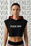  Off Printed Zero Sleeve Hooded Sportswear Women's Crop