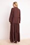 Brown*001 More Sustainable Unlined Plain Weave Shally Modest Dress TCTSS24EB00221 - 4