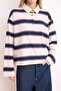 Pink Striped Boxy Low-Cuff Long Sleeve Interlock Knitted T-Shirt Twoss26Ts00188 - 3