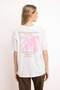 Ekru %100 Kalın Pamuklu Ön ve Arka Baskılı Oversize Kalıp Örme T-Shirt TWOSS23TS00269 - 4