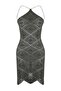 Haki Örme Mini Halter Yaka Transparan Plaj Elbisesi TBESS26EL00046 - 4