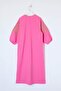 Nasiba Hafiz x Trendyol Collection Pembe Nakışlı Maxi Pamuklu Dokuma Kaftan Elbise TCTSS26EB00090 - 8