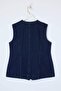 Koyu Mavi Vücuda Oturan/Fitted Büyük %100 Pamuk Non-Stretch Büyük Beden Denim Yelek TBBSS26BH00007 - 6