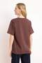 Kahverengi %100 Kalın Pamuklu Oversize/Geniş Kalıp Bisiklet Yaka Örme T-Shirt TWOSS23TS00040 - 4