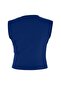 Indigo High Neck Gathered Detailed Sleeveless Knitted Plus Size Blouse Tbbss26Af00065 - 6