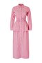 Kırmızı Beli Gipe Lastkli Ekose / Kareli Maxi Dokuma Tesettür Elbise TCTSS26EB00092 - 9