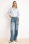 Blue Drapey Regular Waist Wide Leg 100% Cotton Jeans Twoss26Je00116 - 2