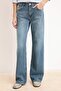 Blue Drapey Regular Waist Wide Leg 100% Cotton Jeans Twoss26Je00116