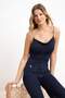 Lacivert Fitted/Vücuda Oturan Degaje Yaka Esnek Örme Bluz TWOSS21BZ0667