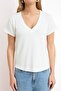 Ecru V-Neck Regular/Normal Fit Knitted T-Shirt Twoss25Ts00196 - 3